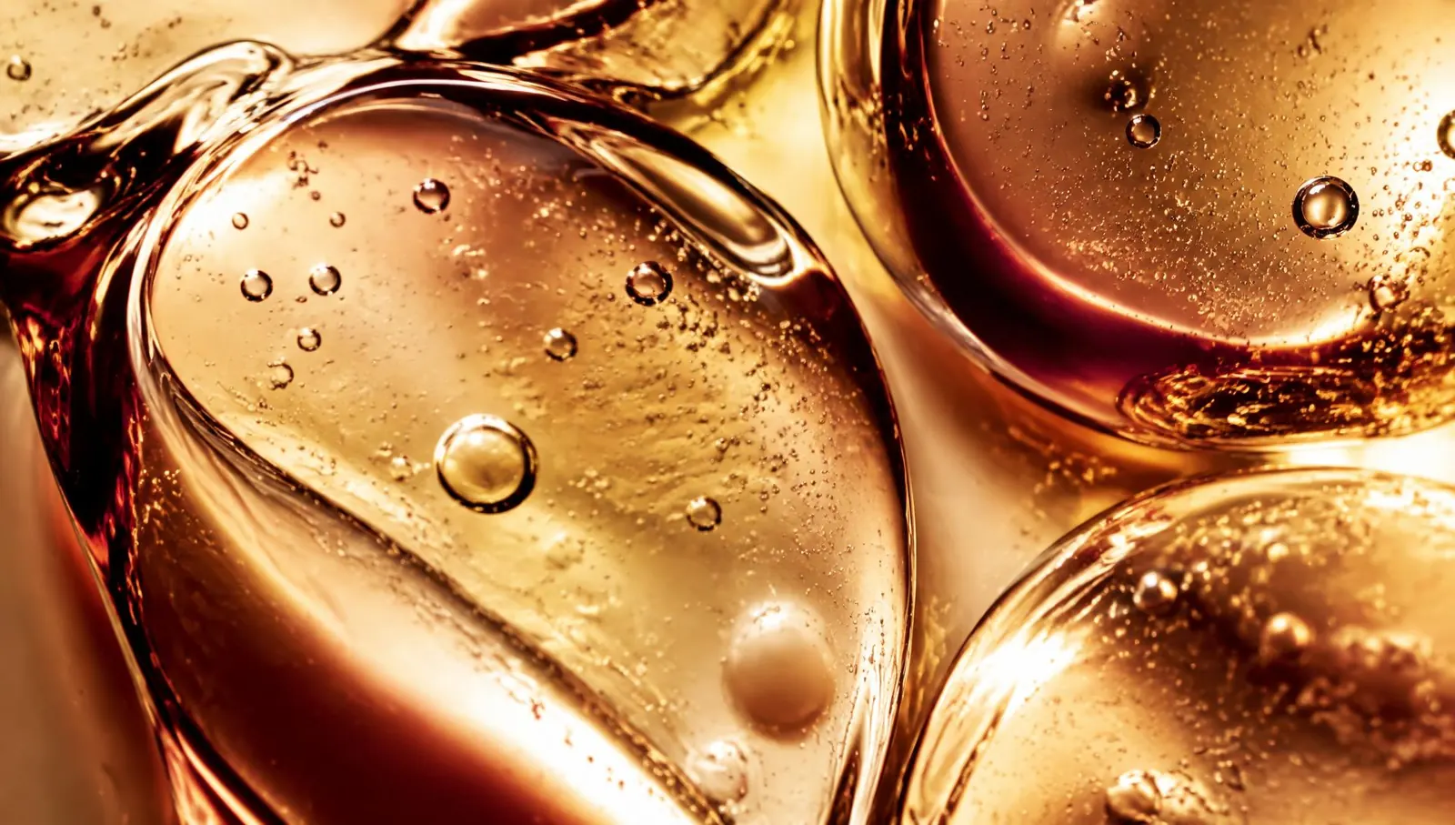 Macro view of translucent golden serum