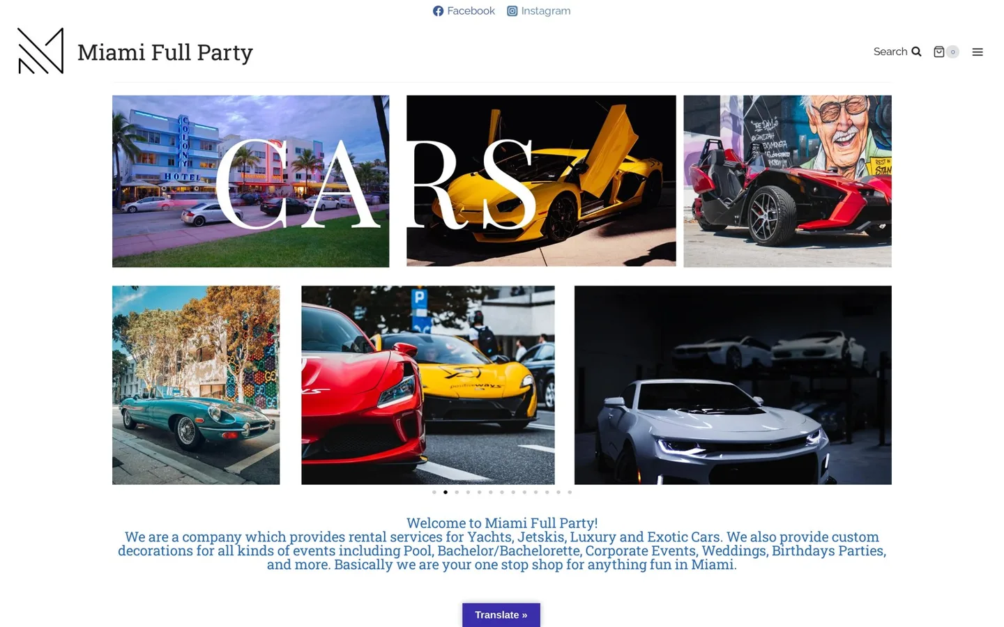 Miami Full Party website — Luxury Experiences