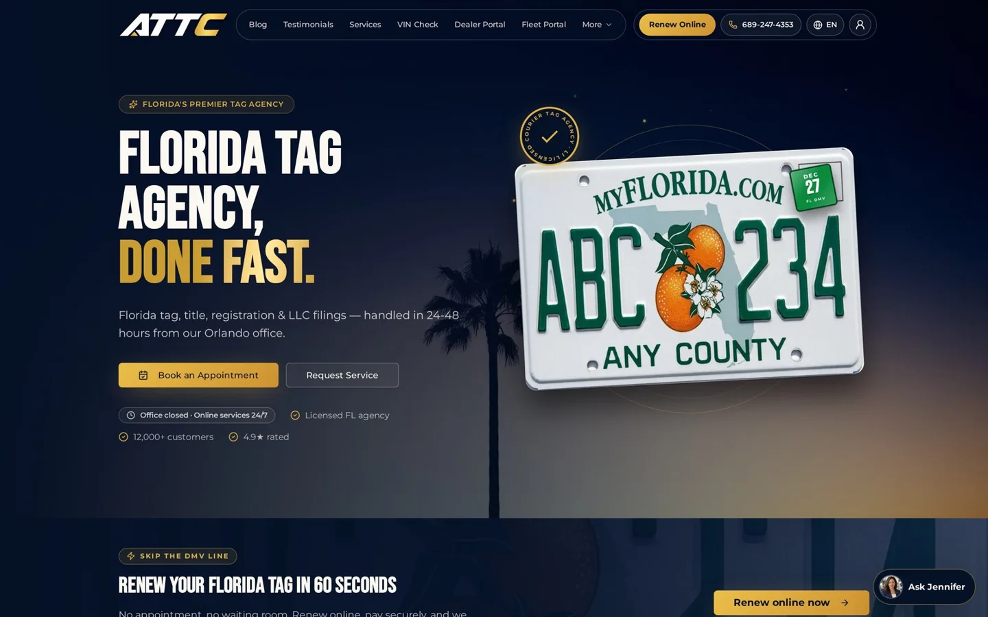 Online Florida Tag Agency website — Government Services