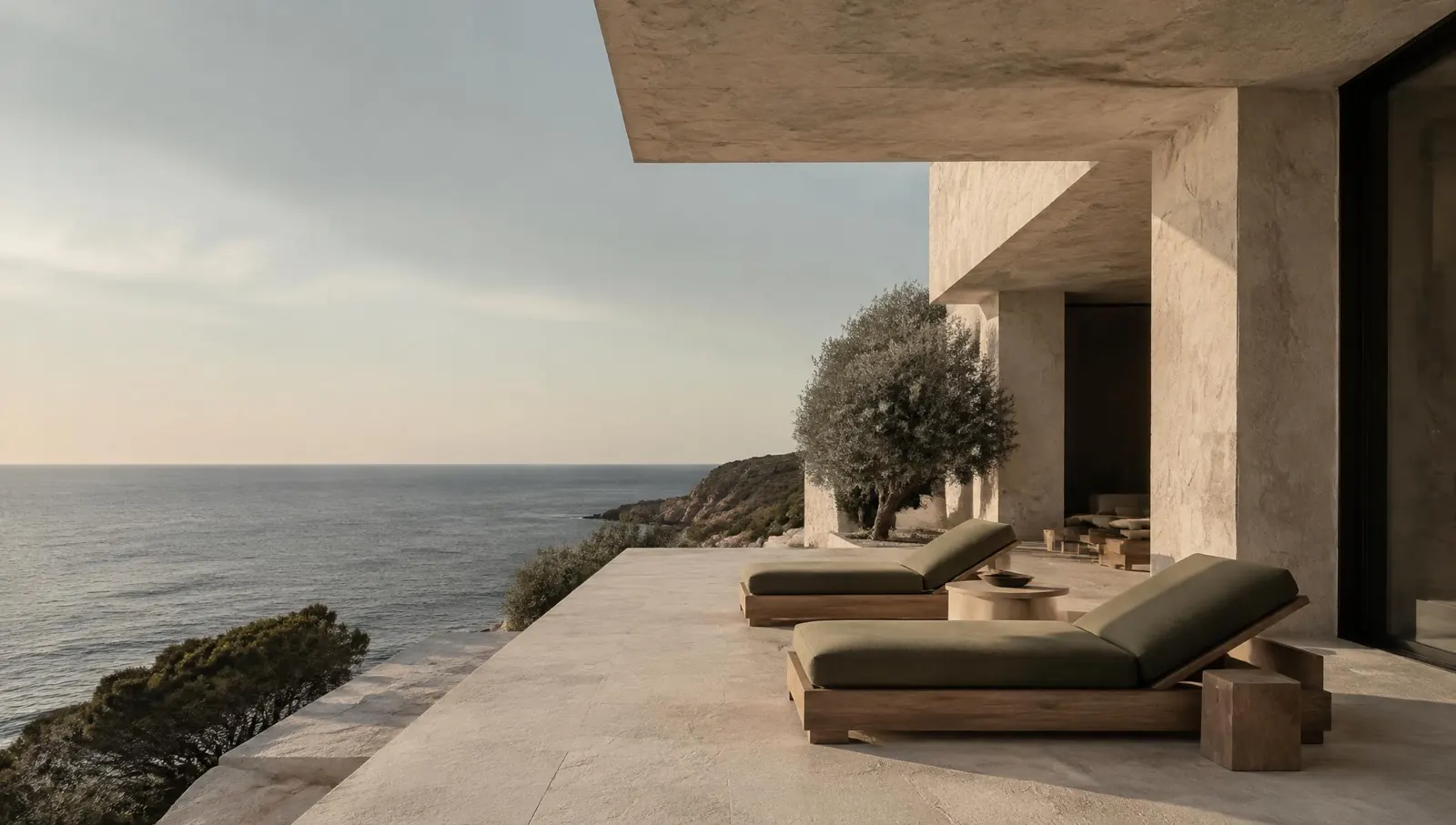 Limestone terrace facing the sea