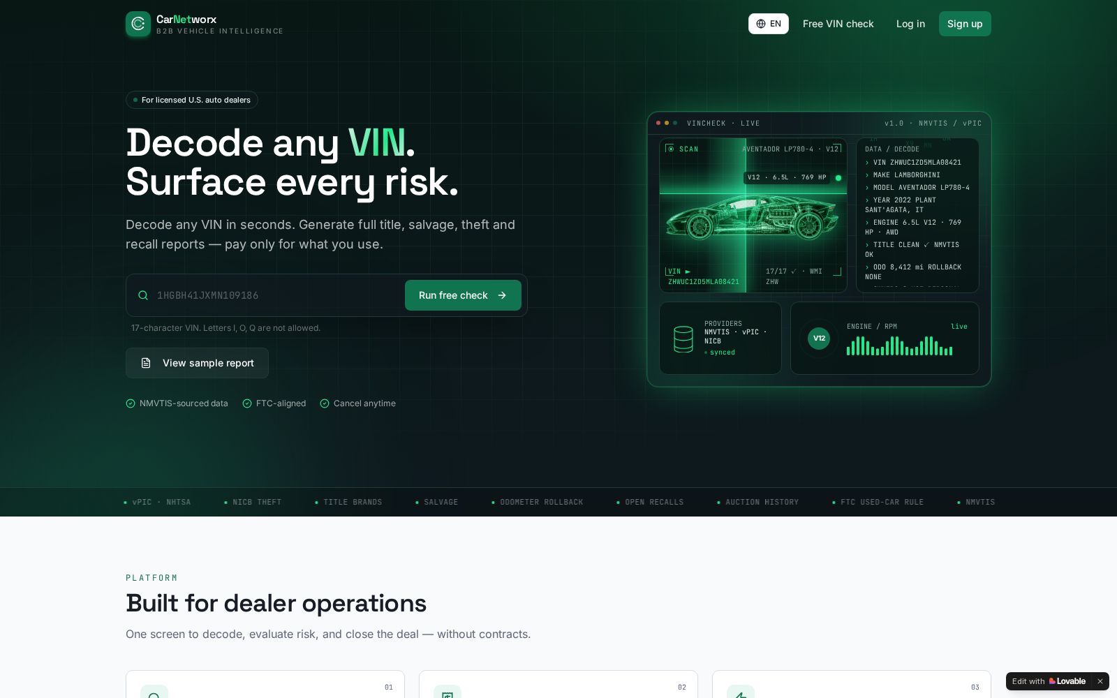 VINCheck Dealer Pro